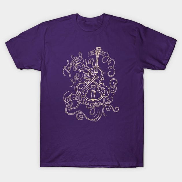 Tangled Up In Bluegrass (tan) T-Shirt by katgaddis